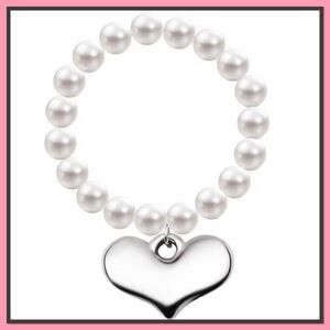 Labubu Elegant Silver Heart Pearl Necklace